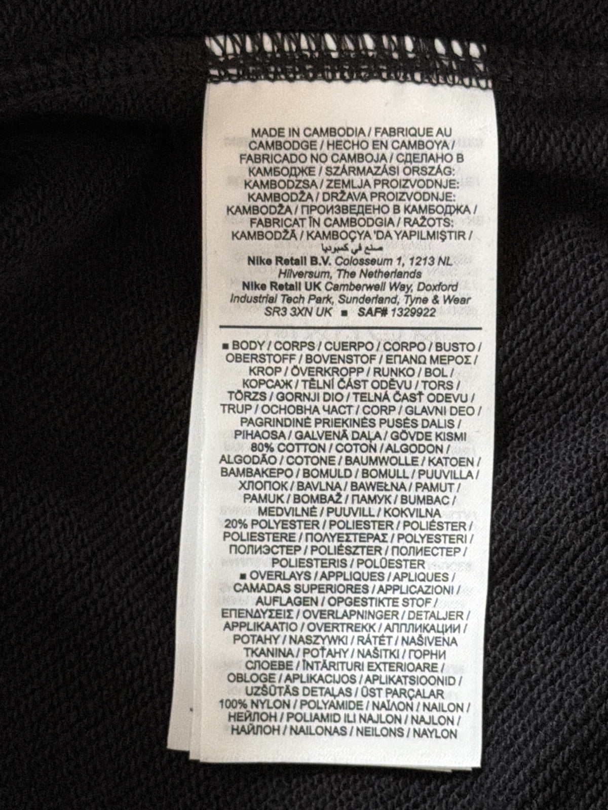 Men’s Nike x Tottenham Hotspur Hoodie Sweatshirt In Black - Medium - 3665