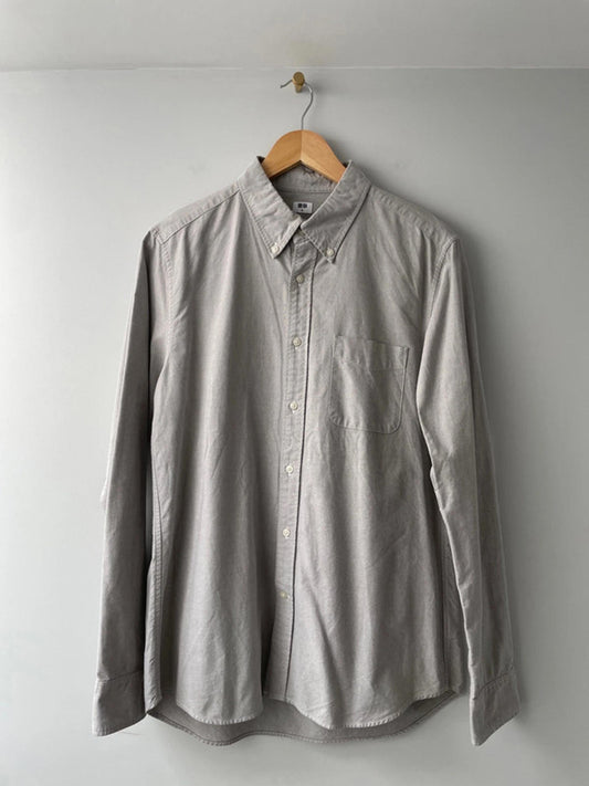 Men’s Uniqlo Slim Fit Long Sleeve Oxford Chambray Shirt Top - Medium - 1549