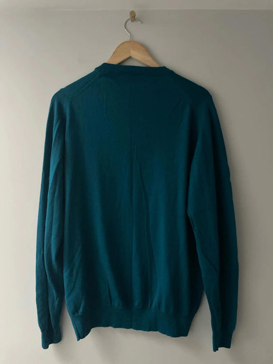 Men’s John Smedley 100% Merino Wool Crew Neck Jumper In Turquoise - XLarge - 2050
