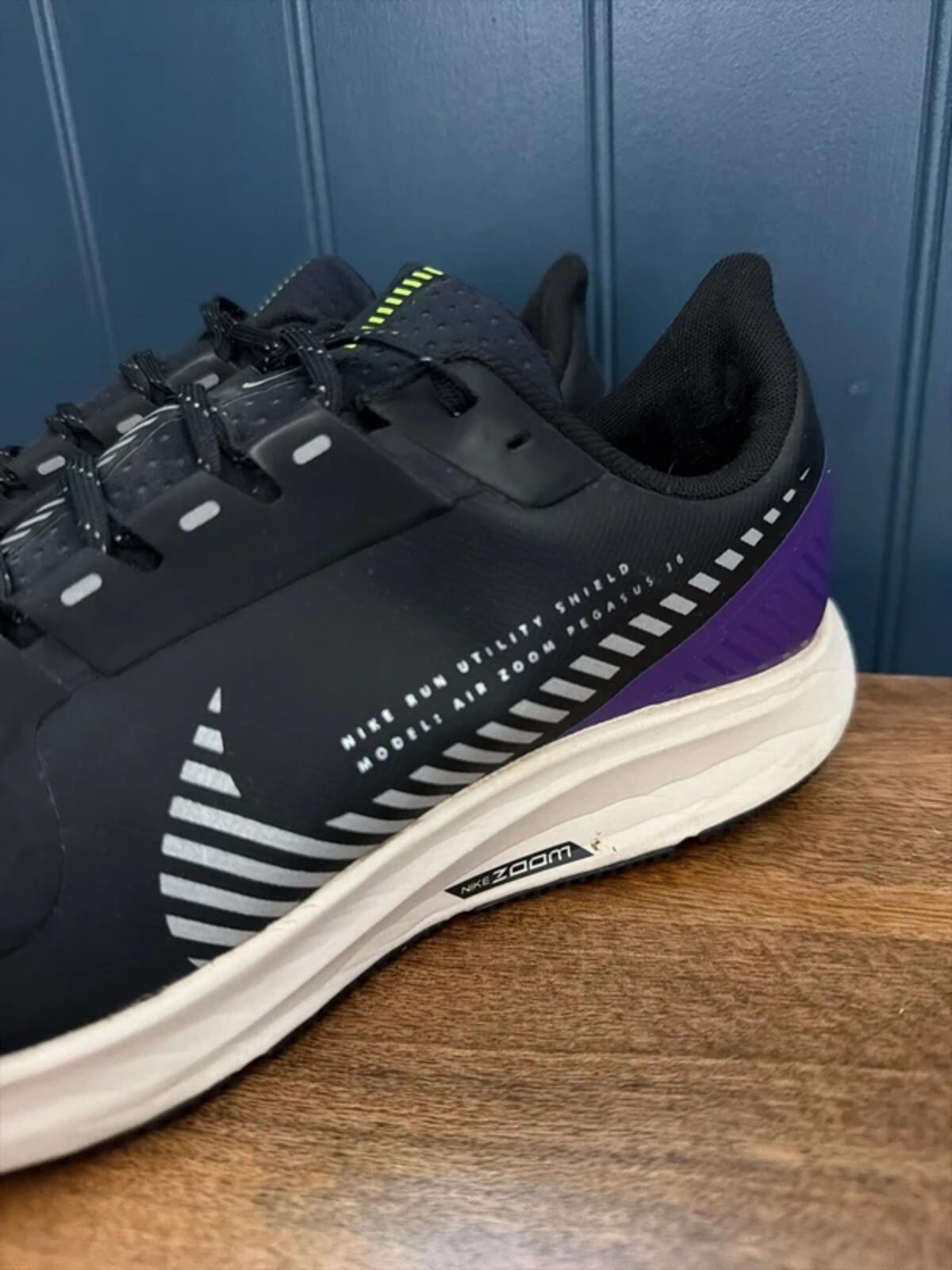 Mens Nike Air Zoom Pegasus 36 Shield Running Trainers In Black - Uk8.5 - 3462