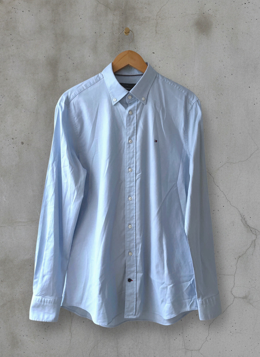 Men’s Tommy Hilfiger THFlex Regular Fit Long Sleeve Shirt In Blue - Medium -2757