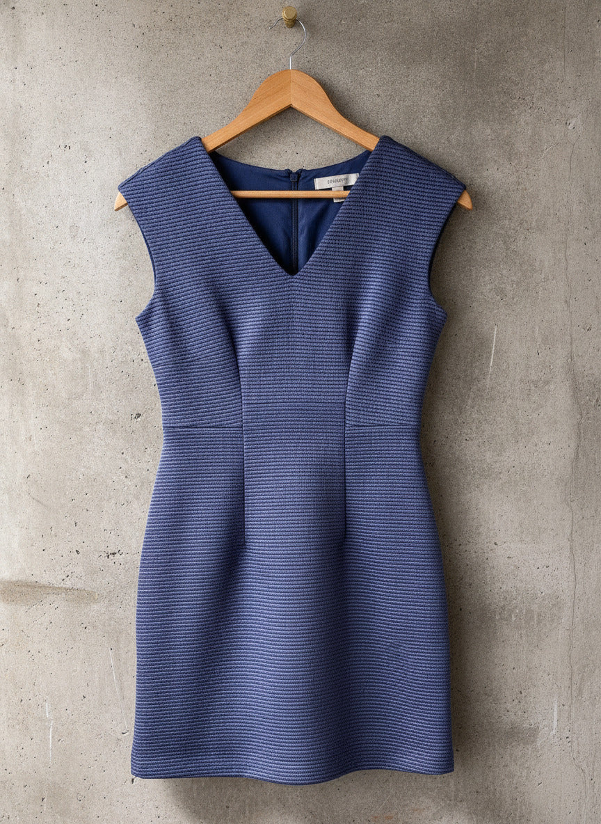 Womens Reiss Anouk Fitted Sleeveless V-Neck Dress In Blue - Uk10 - 3517