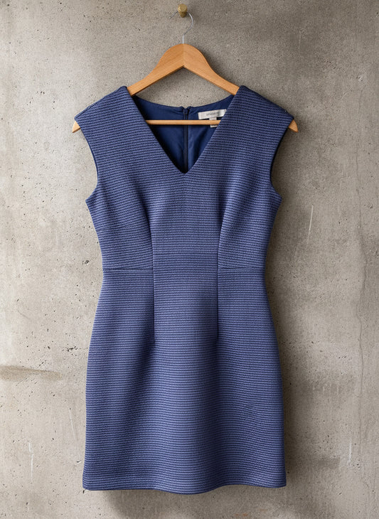 Womens Reiss Anouk Fitted Sleeveless V-Neck Dress In Blue - Uk10 - 3517