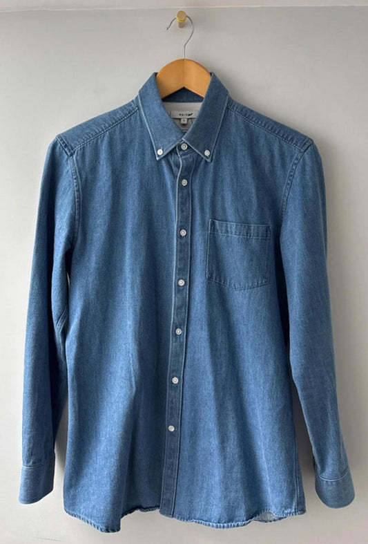 Men’s Reiss Slim Fit Oxford Denim Chambray Shirt - Small - 0329