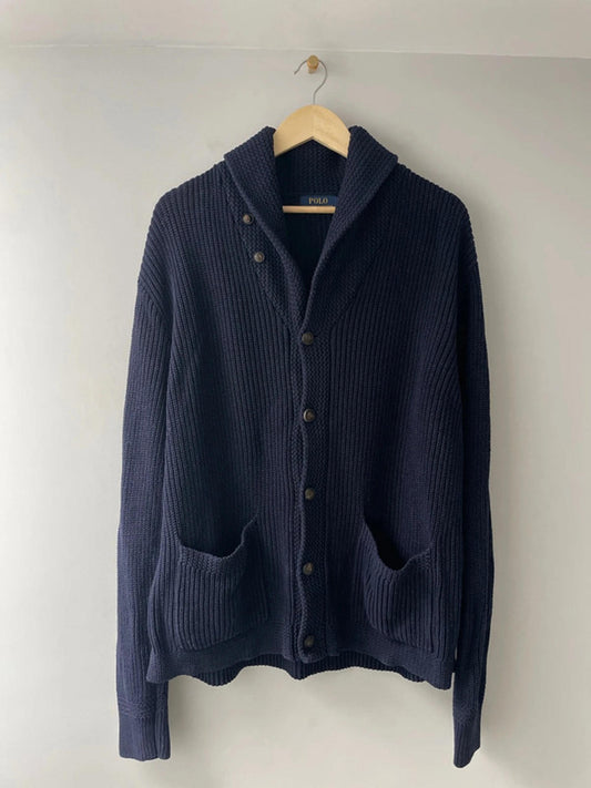 Men’s Ralph Lauren Knitted Shawl Collar Cardigan Top In Navy - XLarge - 2368