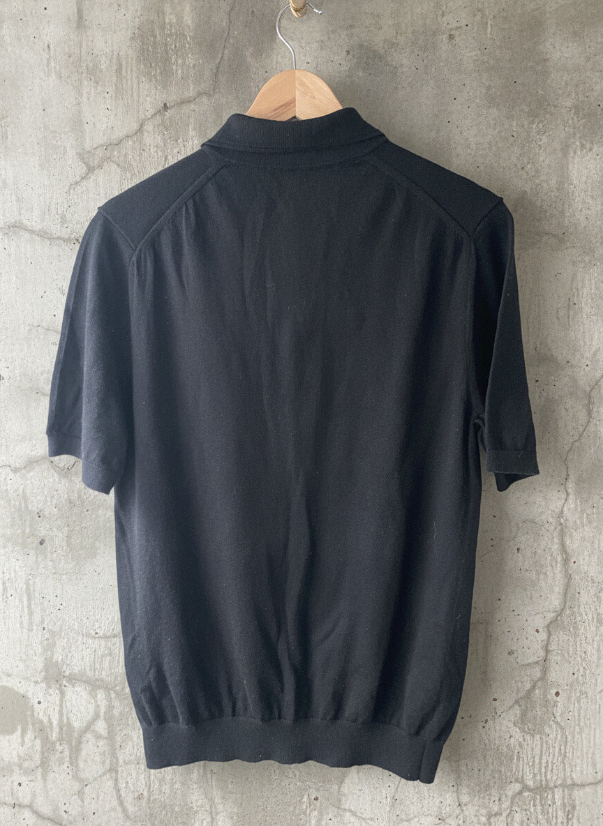 Men’s Reiss Premium 100% Premium Wool Knitted Polo Top In Black - Large - 2880