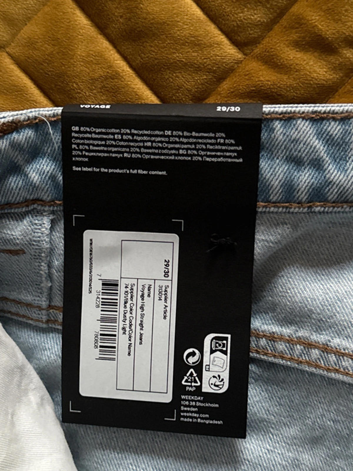 Women’s Weekday Voyage High Waisted Fit Jeans In Blue - W29/L30 - 0943