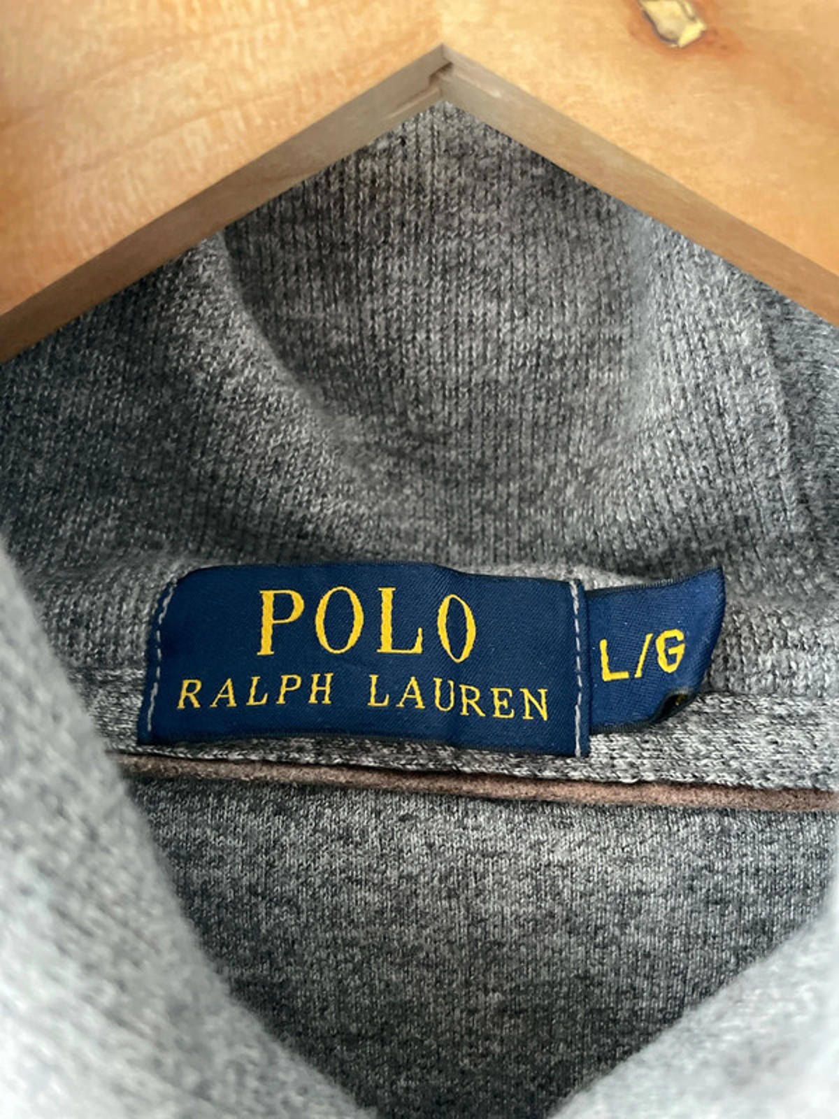 Men’s Ralph Lauren Shawl-Collared Jumper Top In Grey - Large - 2314