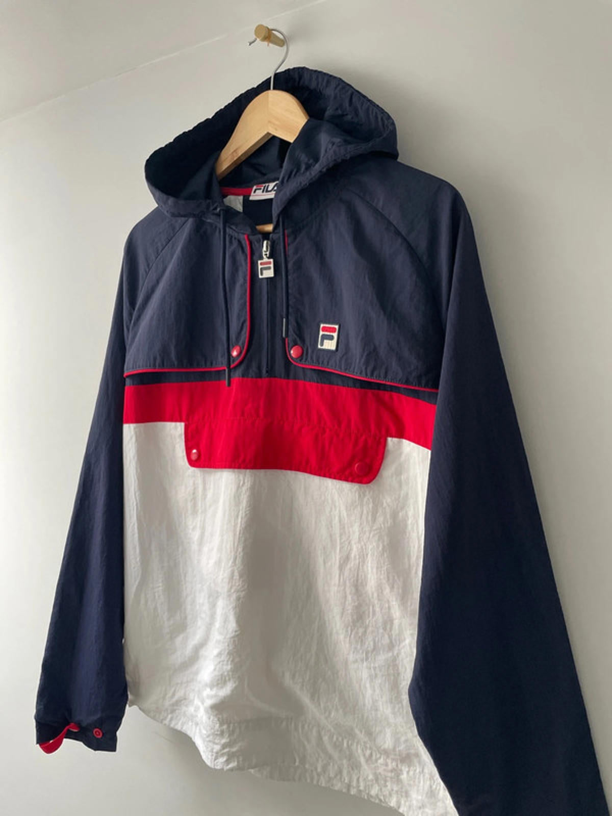 Men’s Fila Oversized Windbreaker 1/4 Zip Track Jacket In Navy - Small - 2089