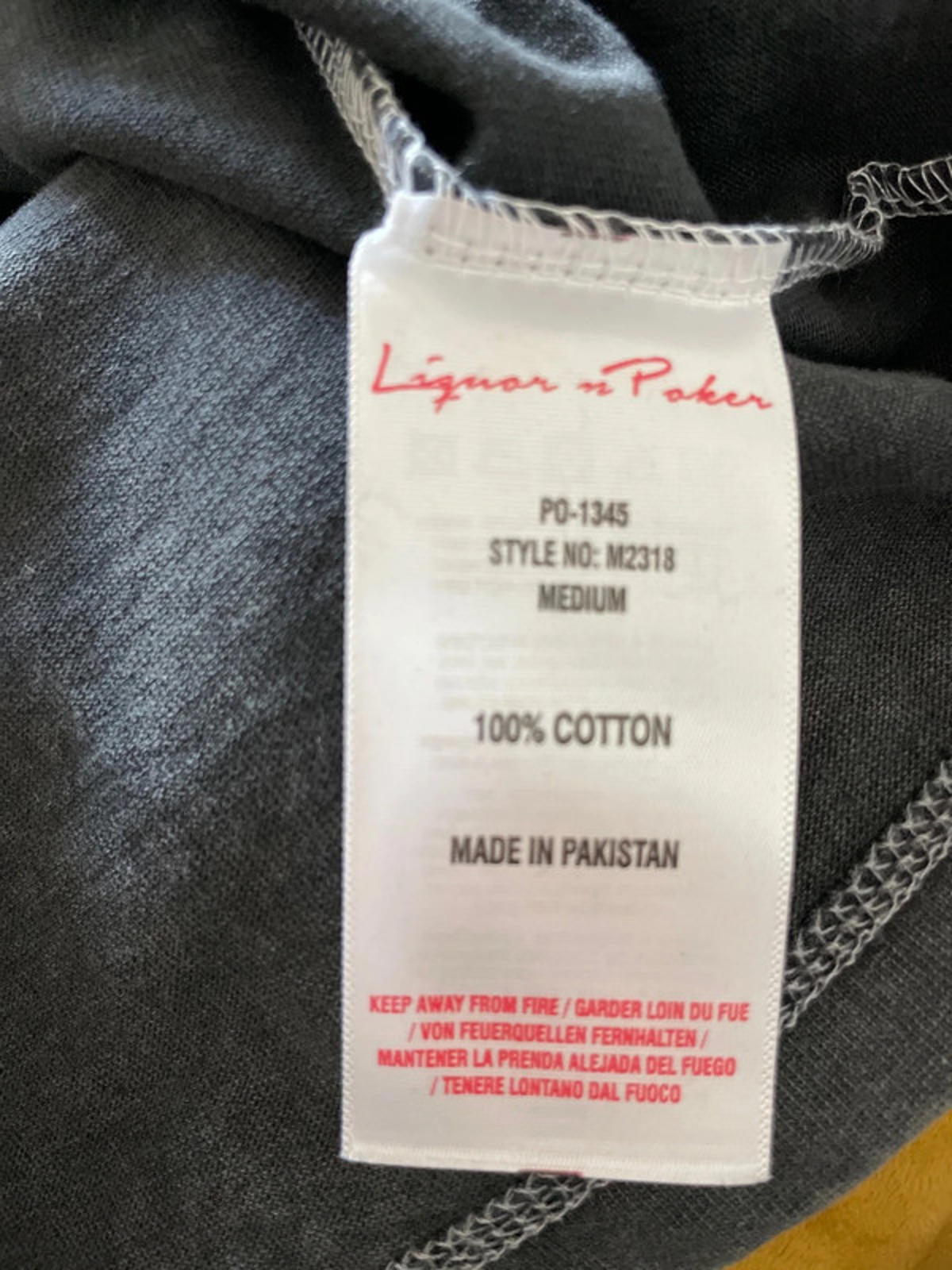 Men’s Liquor n Poker Oversized Long Sleeve Crew Neck T-Shirt In Grey - Medium - 2244