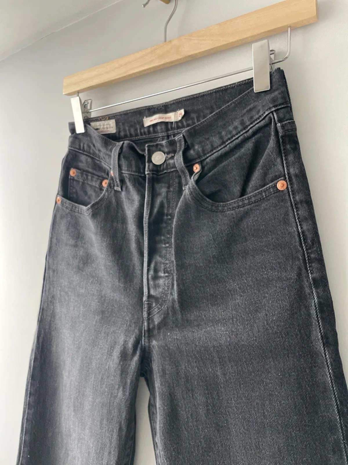 Women’s Levi’s High Waisted Ribcage Boot Straight Fit Jeans In Black - W25/L27 - 3001