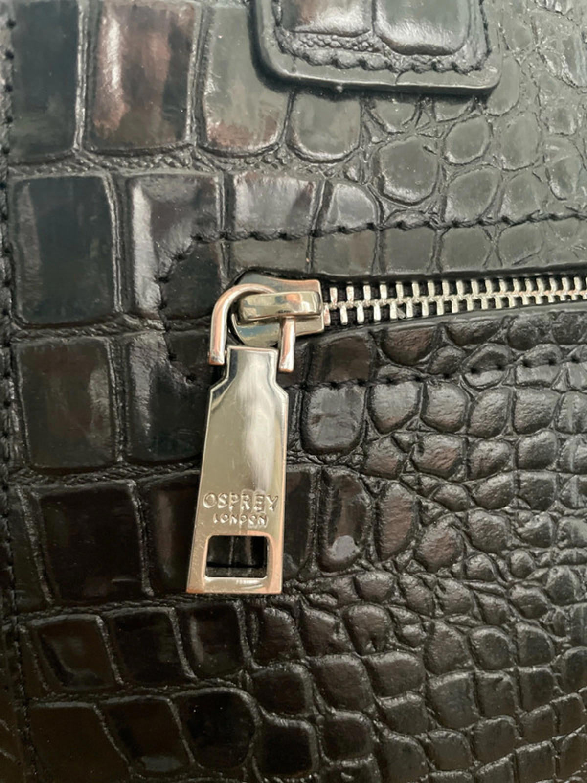 Women’s Osprey London Black Croc Embossed Leather Bag In Black - 2415