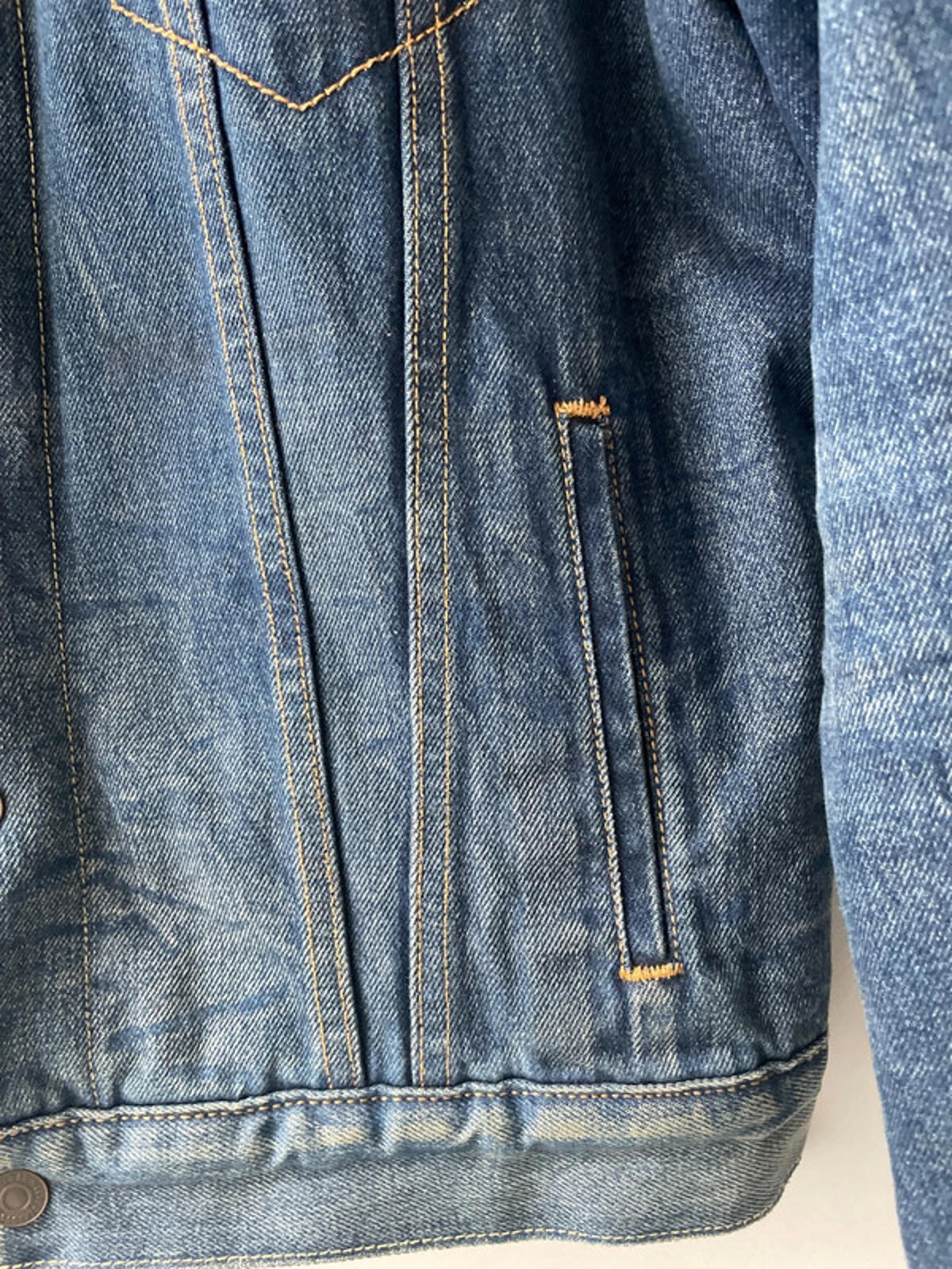 Men's Levi's Denim Trucker Jacket Coat With Borg Lining In Navy - Medium - 2341