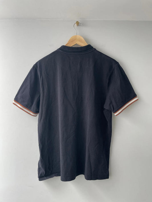 Men’s Pretty Green Double Tipped Black Polo Top - Large - 1722