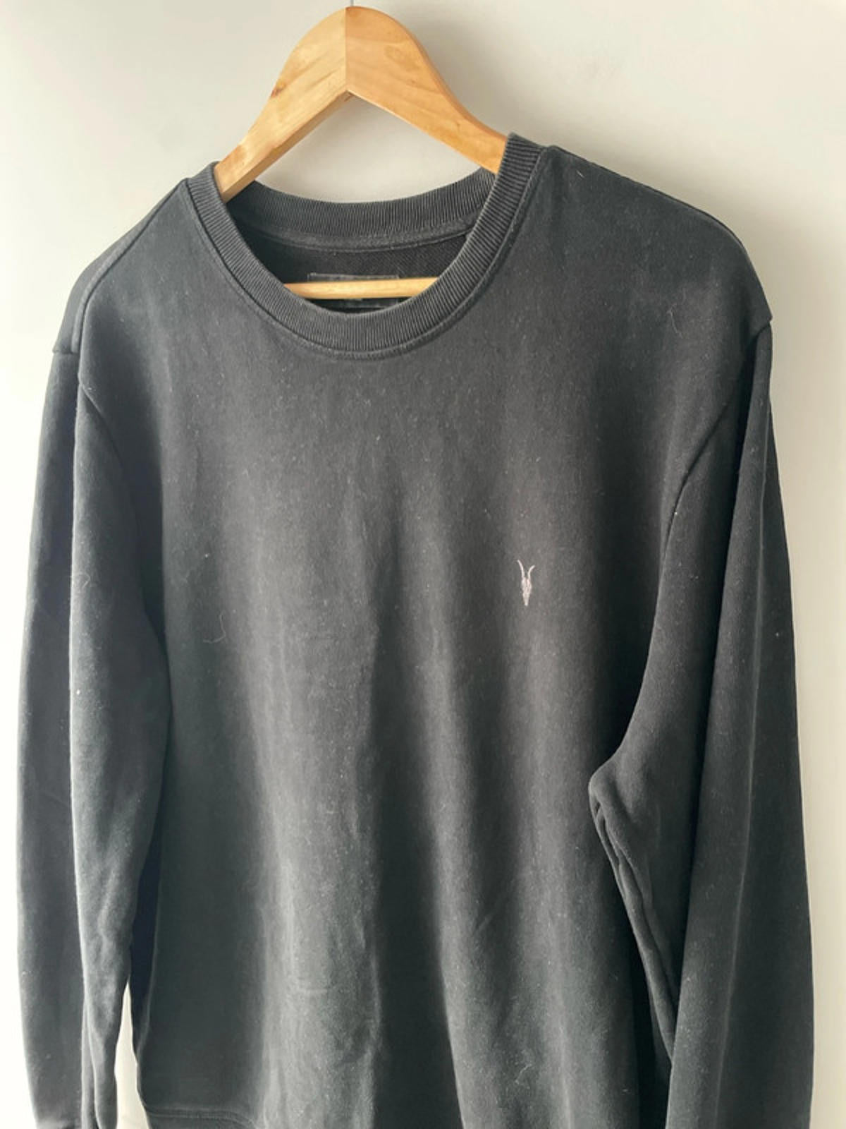 Mens Allsaints Crew Neck Long Sleeve Sweatshirt In Black - Large - 2549