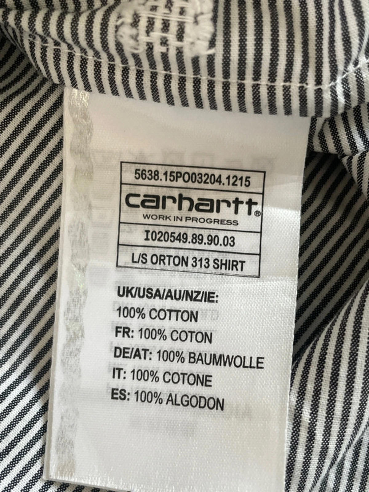 Men’s Carhartt Orton 313 Regular Fit Premium Shirt In Navy/White - Small - 1542