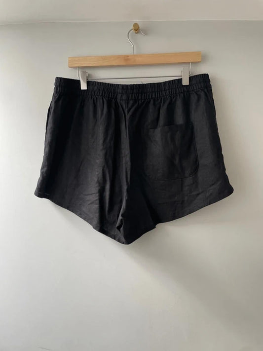 Women’s Weekday Drawstring Waist Linen Shorts in Black - Large - 3057