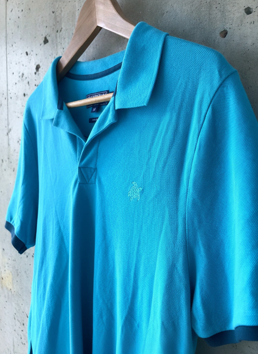 Men’s Vilebrequin Premium Pique Polo Top In Blue - Medium - 1670