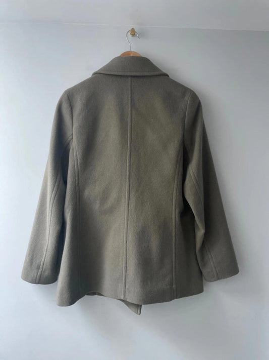 Women’s Uniqlo Double Breasted Wool Jacket Peacoat In Light Khaki - Small - 2566