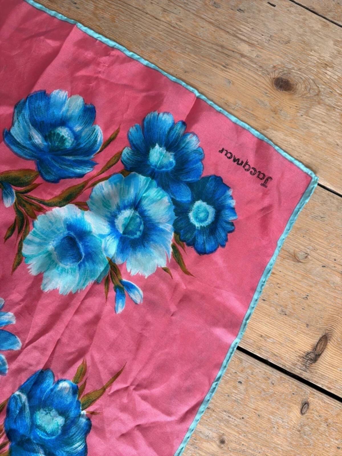 Jacqmar London Vintage Premium Silk Floral Print Headscarf Bandanna - 3339
