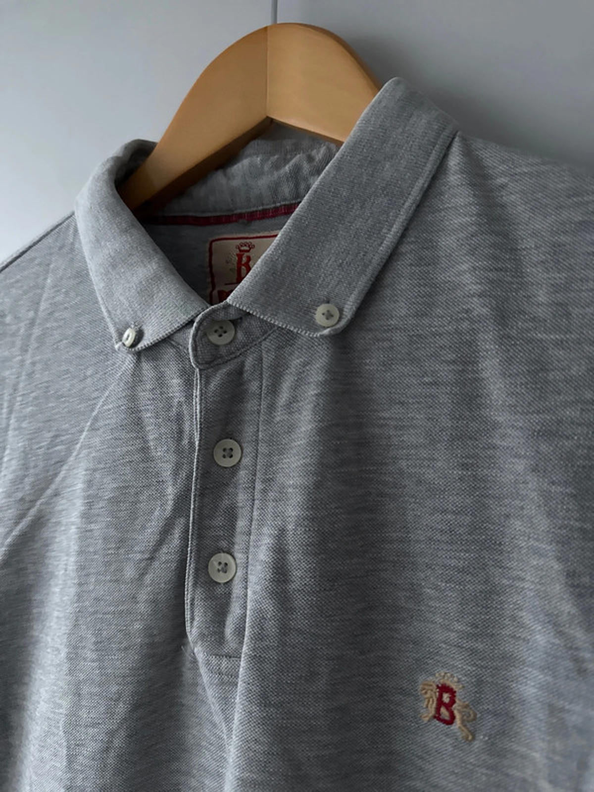 Men’s Baracuta Classic Polo Top With Dutton Down Collar In Grey - large - 0293