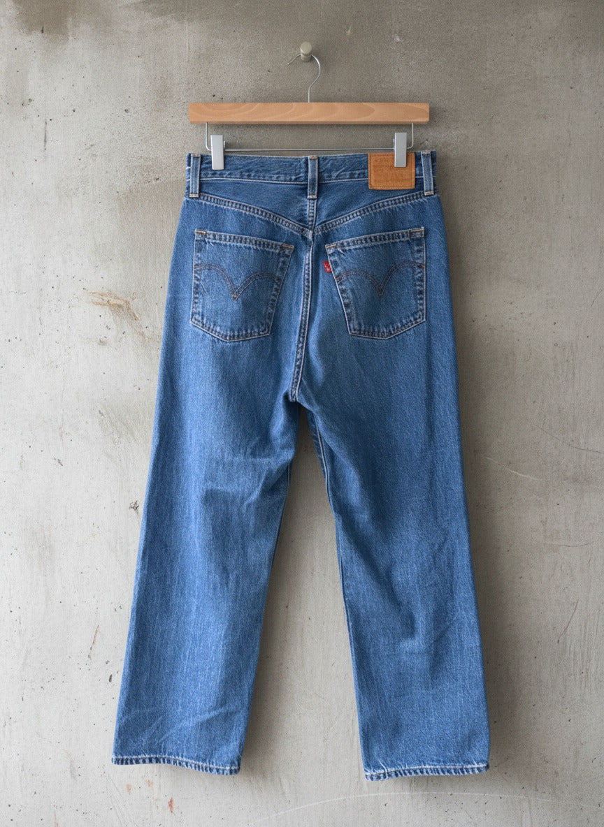 Women’s Levi’s High Waisted Ribcage Straight Fit Jeans In Navy - W28/L27 - 2954