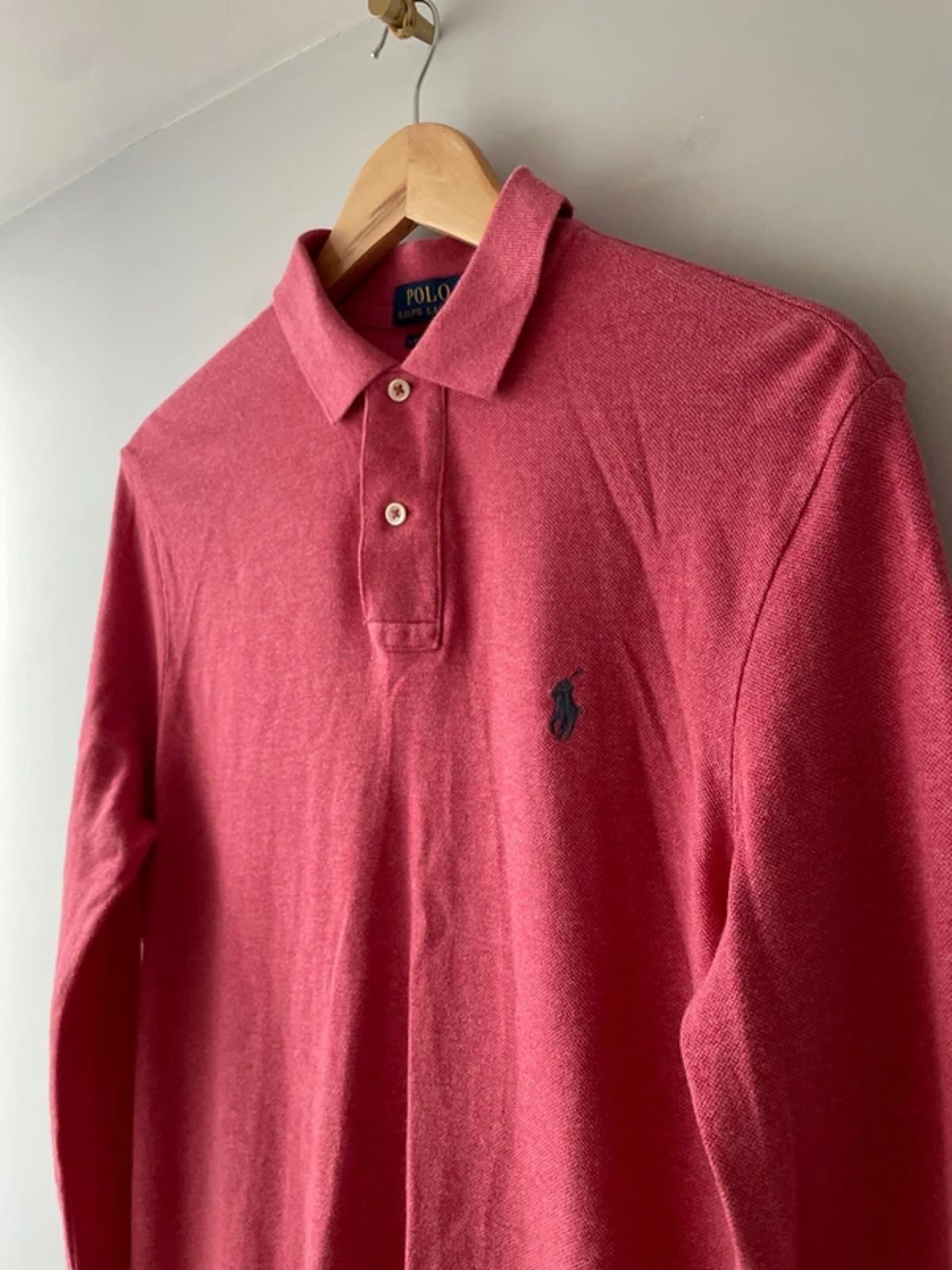 Men’s Ralph Lauren Custom Slim Fit Long Sleeve Polo In Pink - Medium -2883
