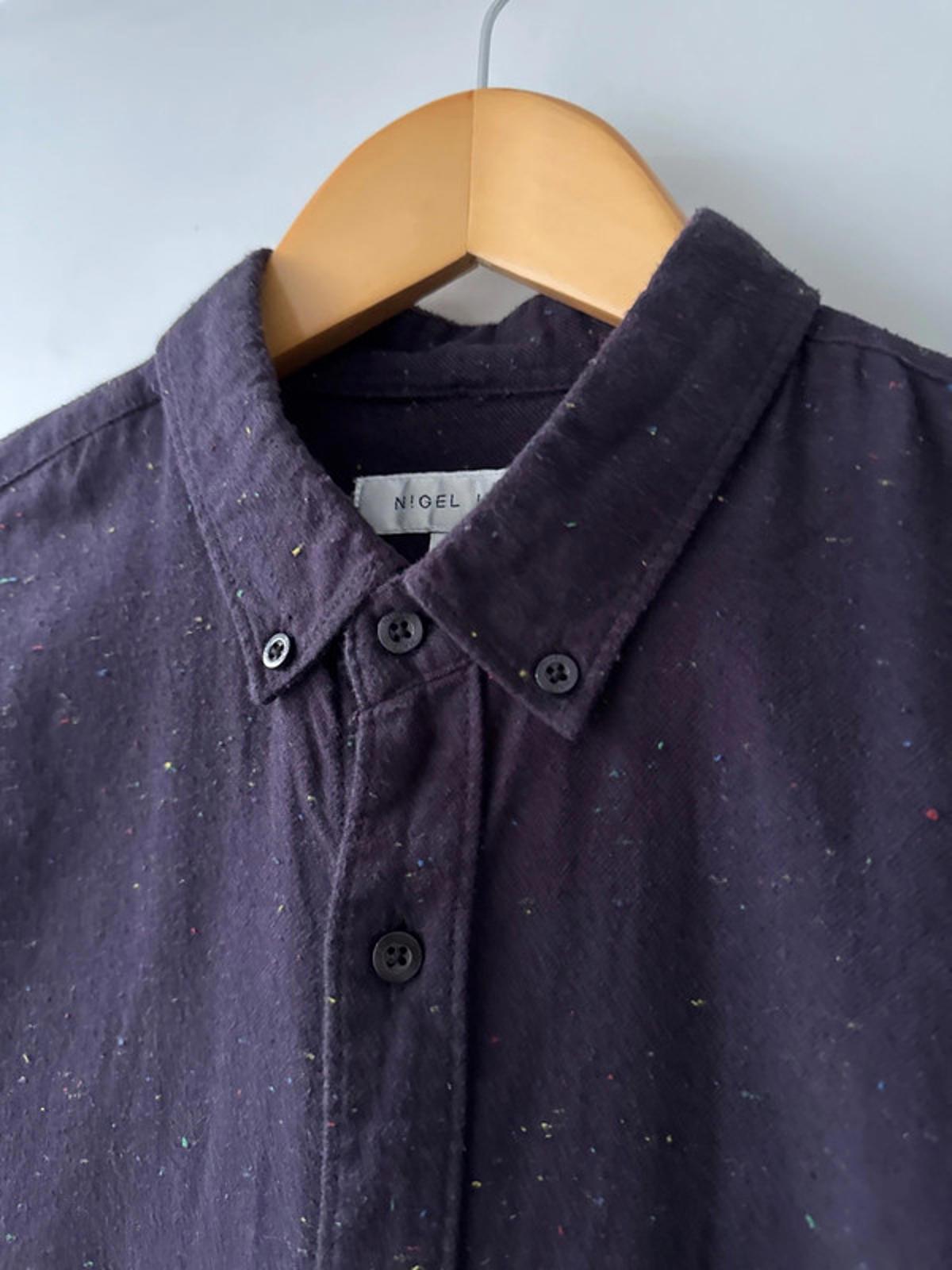 Men’s Nigel Hall Long Sleeve Oxford Shirt In Fleck Fabric - Medium - 0496
