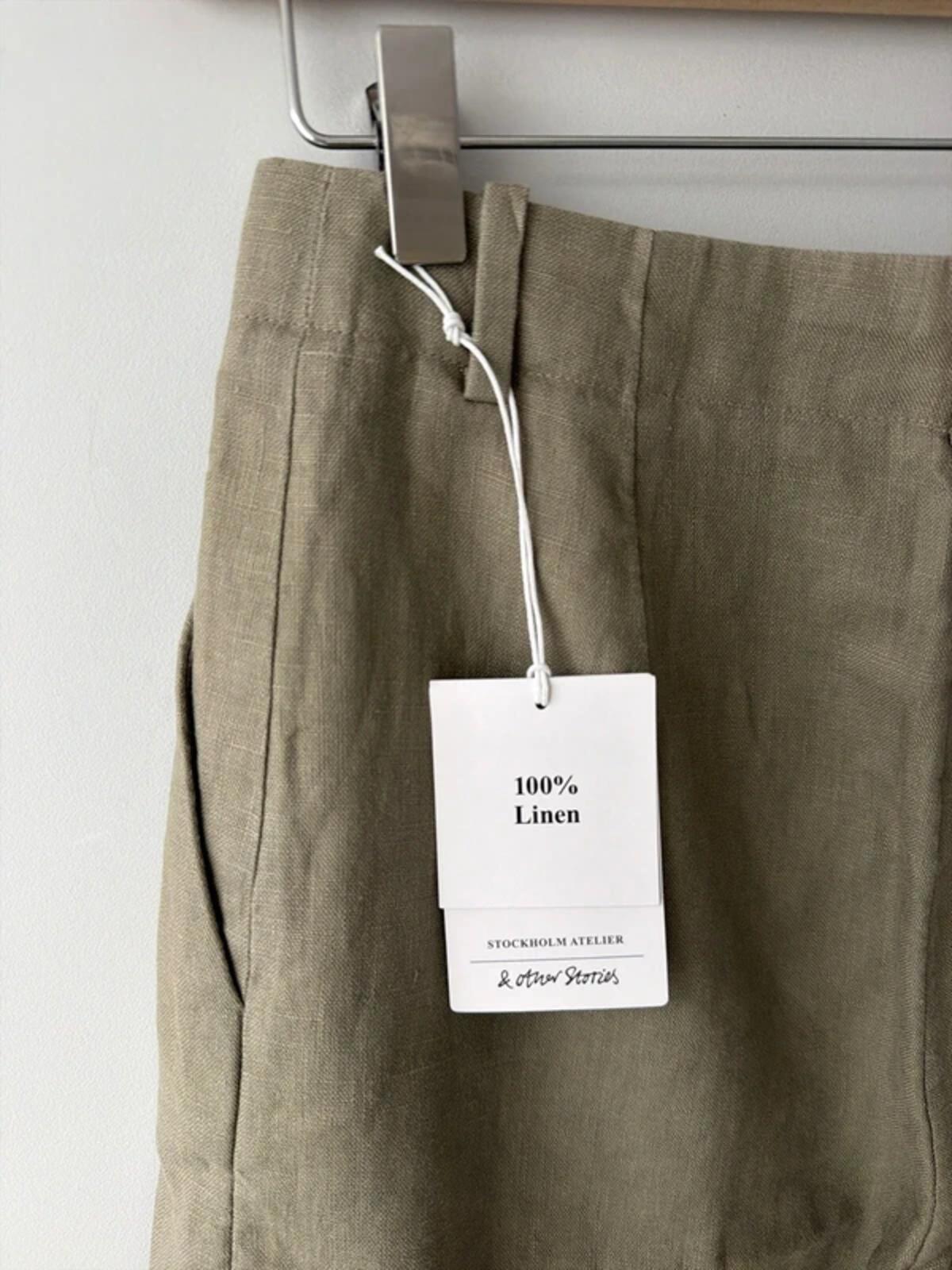 Women’s & Other Stories 100% Linen Shorts In Khaki - Uk6 - 3326