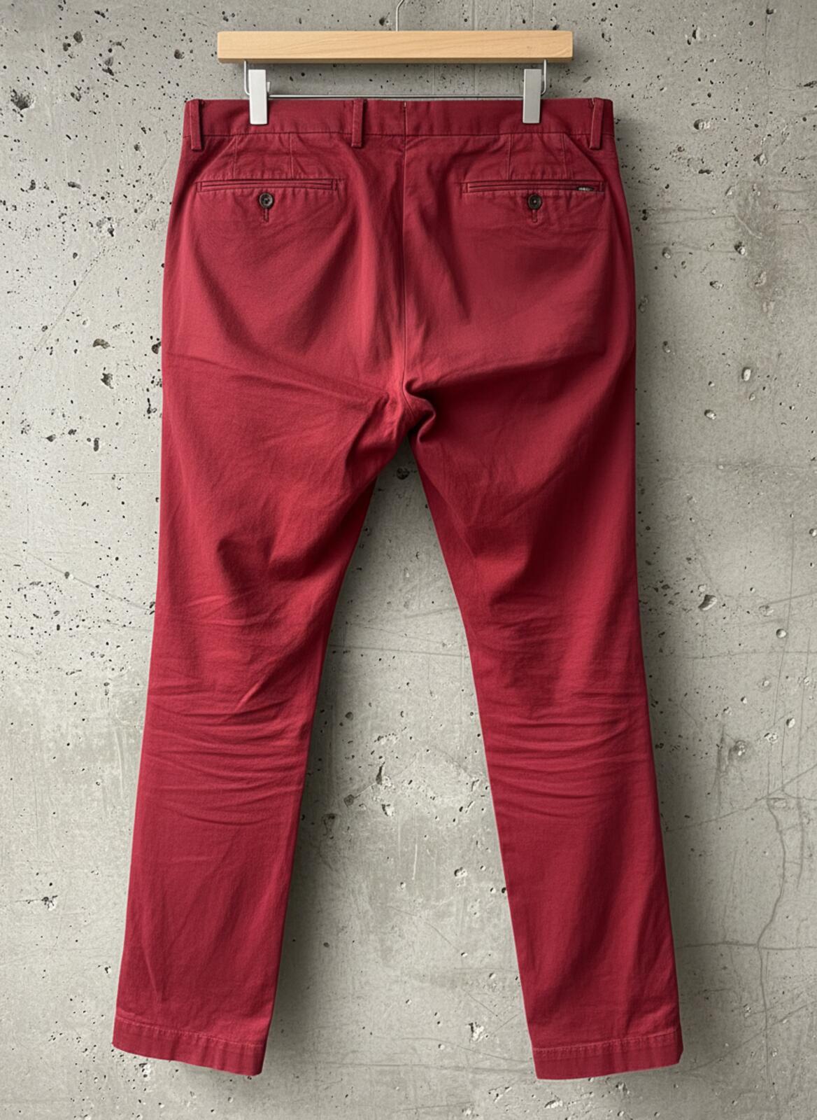 Men's Ralph Lauren Slim Stretch Fit Chino Trousers In Burgundy - W33/L34 - 3484