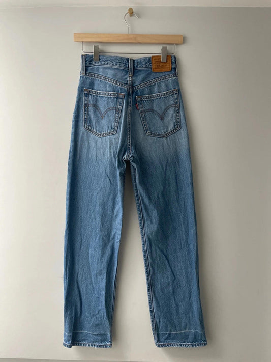 Women’s Levi’s High Waisted Ribcage Straight Fit Jeans In Navy - W25/L29 - 2384