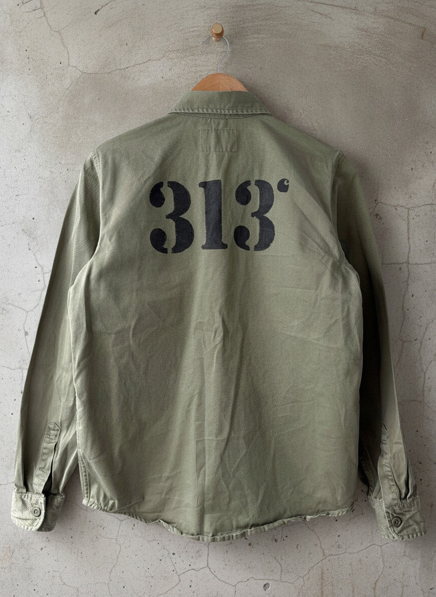 Men’s Carhartt Hector Military Style Long Sleeve Shirt In Khaki - Medium - 3798