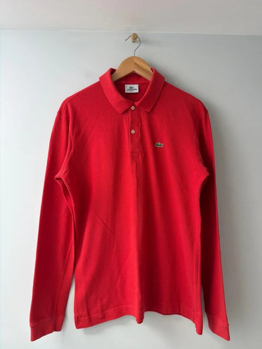 Men’s Lacoste long sleeve slim fit polo in red - medium - 3427