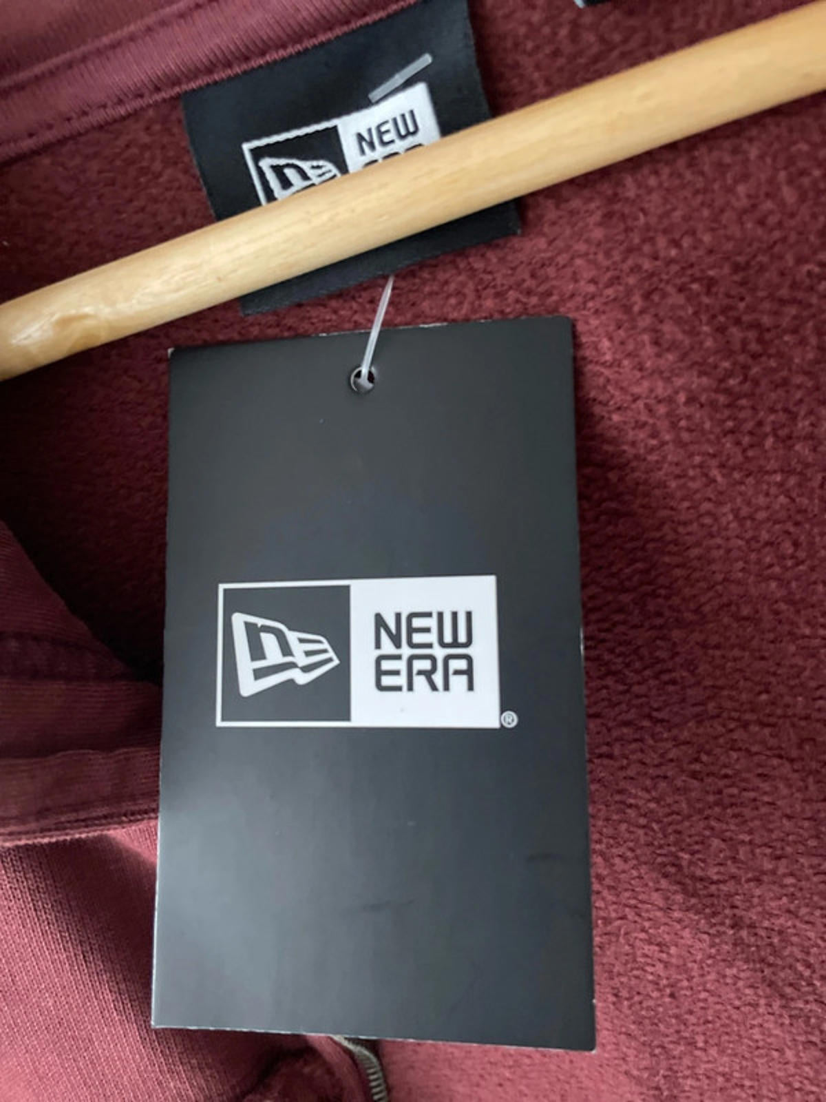 Men’s New Era Oversized Full Zip Hoodie in Washed Burgandy - Medium - 2434