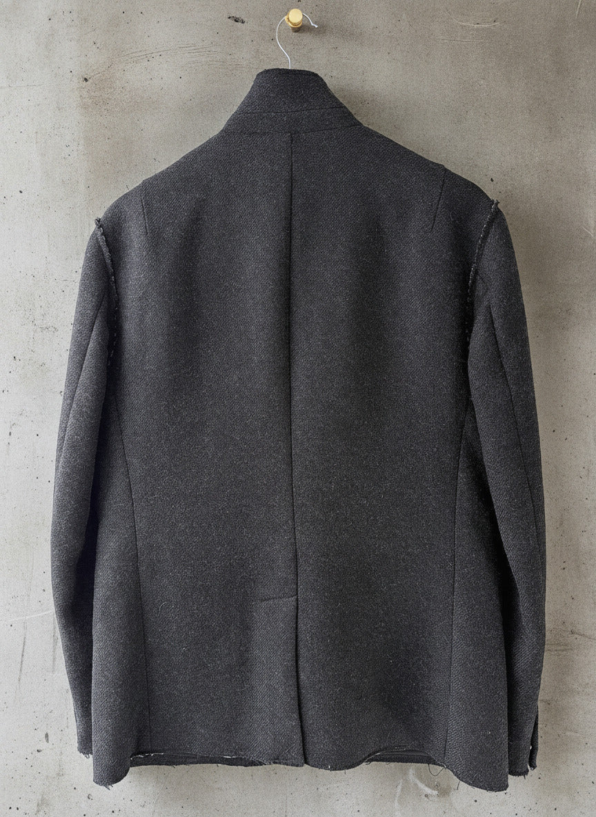 Men's Allsaints Tolcis Raw Edge Design Wool Blazer In Dark Grey - Medium - 3705