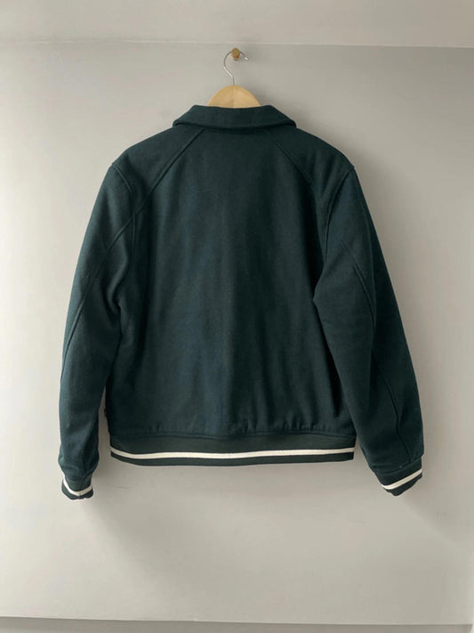 Men’s Dickies Union Springs Varsity Jacket Recycled Wool In Dark Green - Medium - 2372