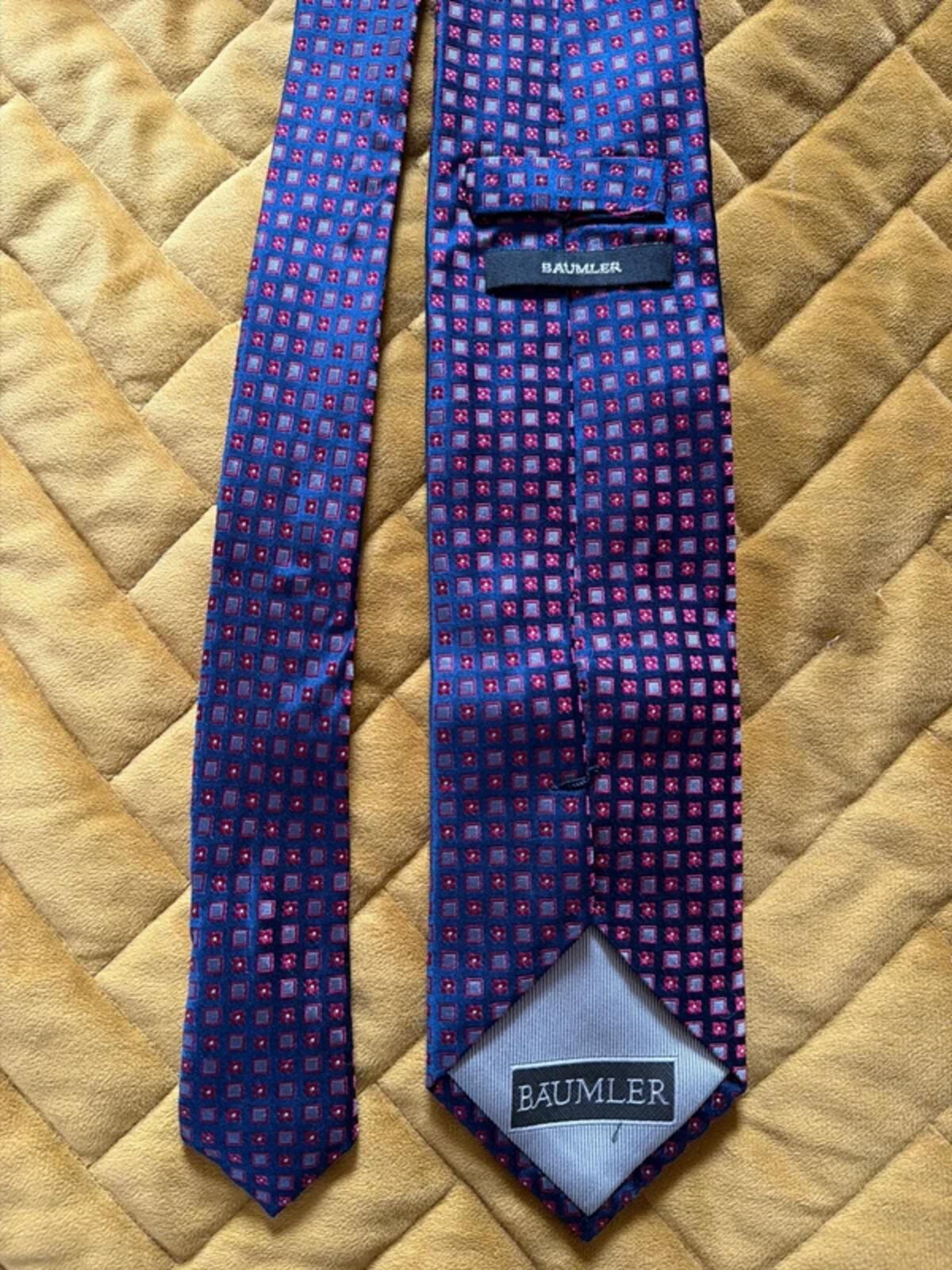 Baumler Premium 100% Silk Tie In Navy - 3337