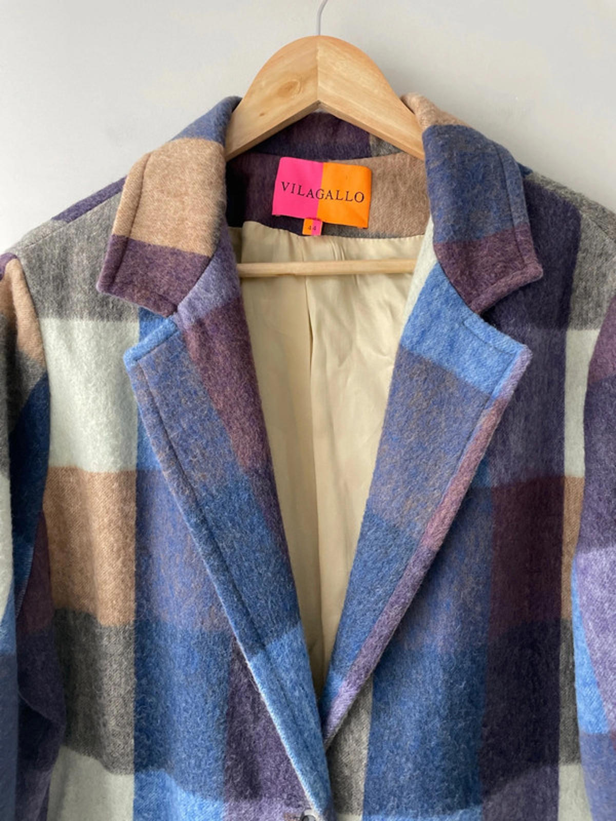 Women’s Vilagallo Premium Wool Checked Longline Overcoat Jacket - UK14 - 2452