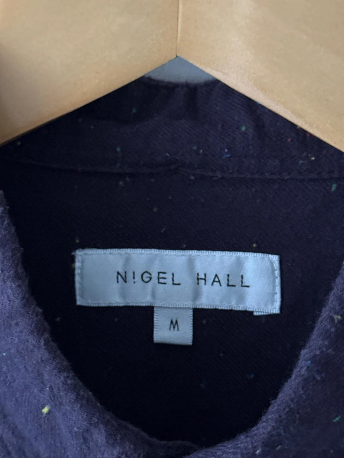 Men’s Nigel Hall Long Sleeve Oxford Shirt In Fleck Fabric - Medium - 0496