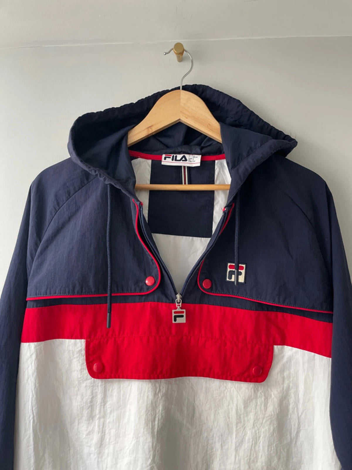 Men’s Fila Oversized Windbreaker 1/4 Zip Track Jacket In Navy - Small - 2089