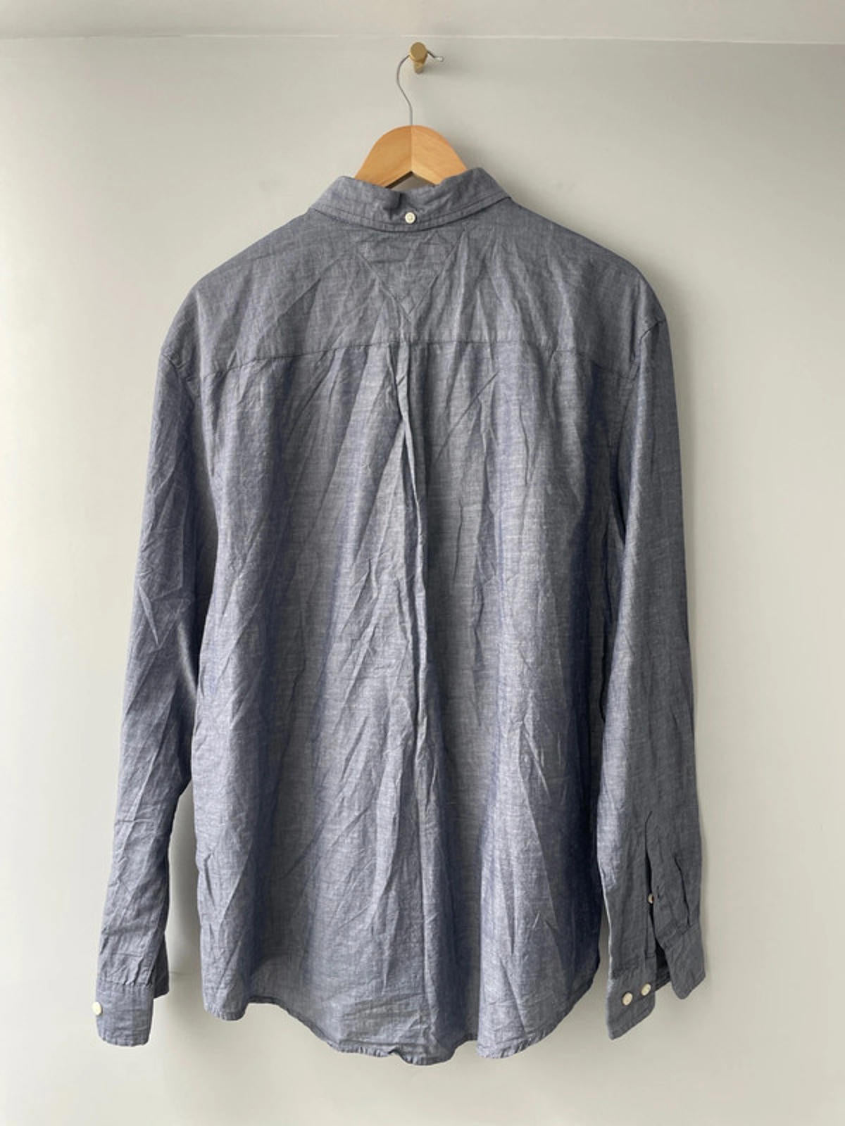 Men’s Tommy Hilfiger Premium Linen Long Sleeve Shirt In Blue - XLarge - 1551