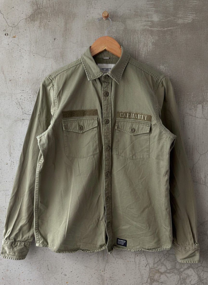 Men’s Carhartt Hector Military Style Long Sleeve Shirt In Khaki - Medium - 3798