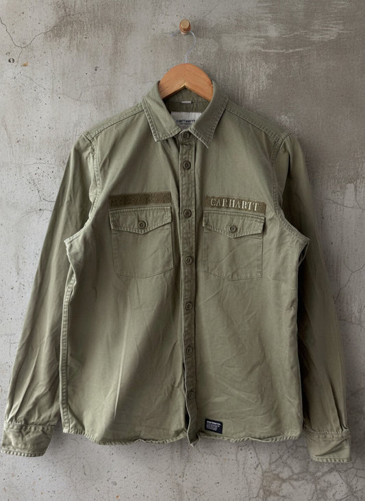 Men’s Carhartt Hector Military Style Long Sleeve Shirt In Khaki - Medium - 3798