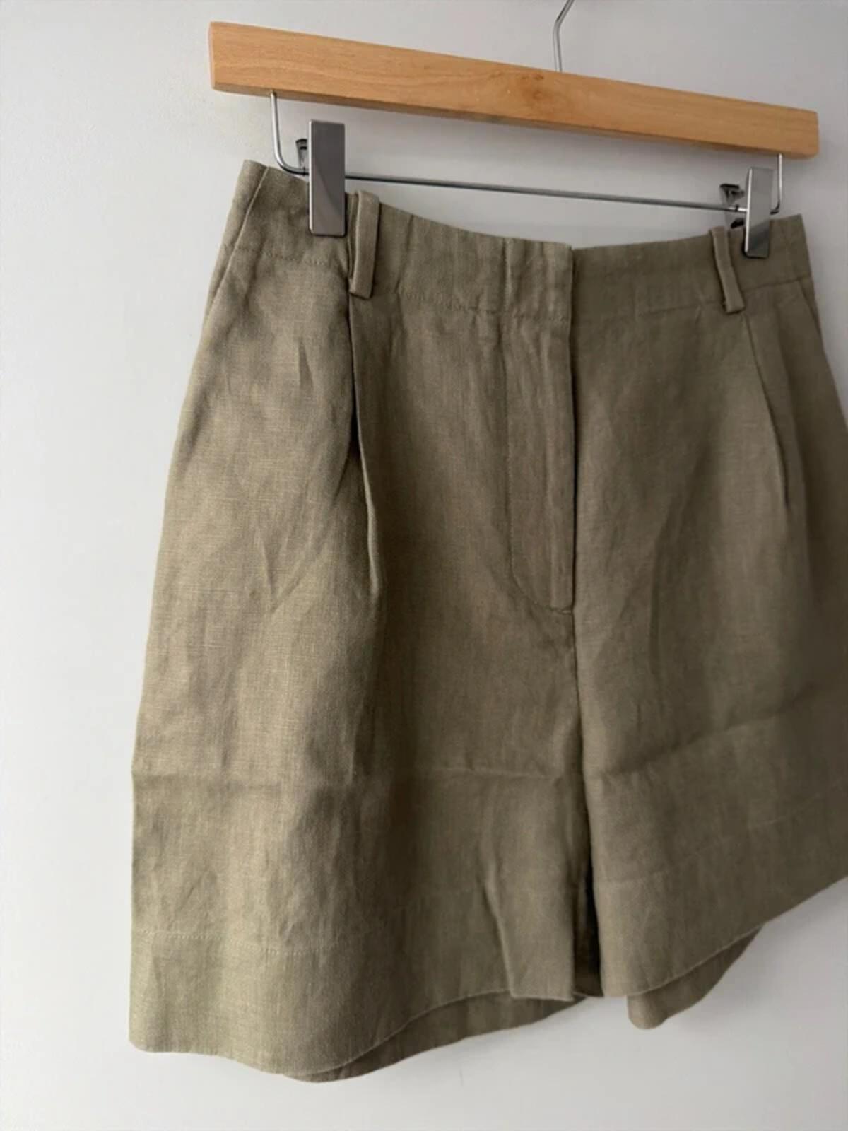 Women’s & Other Stories 100% Linen Shorts In Khaki - Uk6 - 3326
