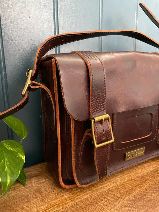 Unisex Dr Martens Premium Leather Satchel In Brown - 2417