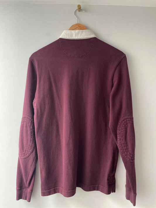 Men’s Fred Perry Long Sleeve Rugby Polo Top In Burgundy - Small - 2015