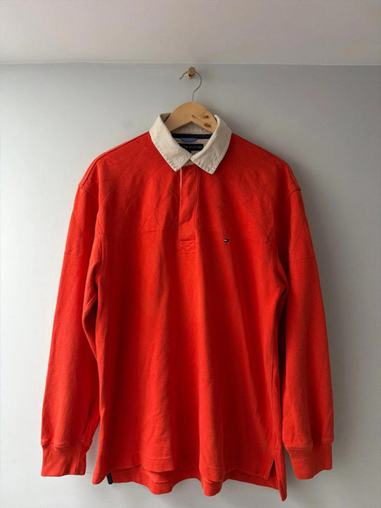 Men’s Tommy Hilfiger Clasic Rugby Polo Top In Red - Medium - 2687