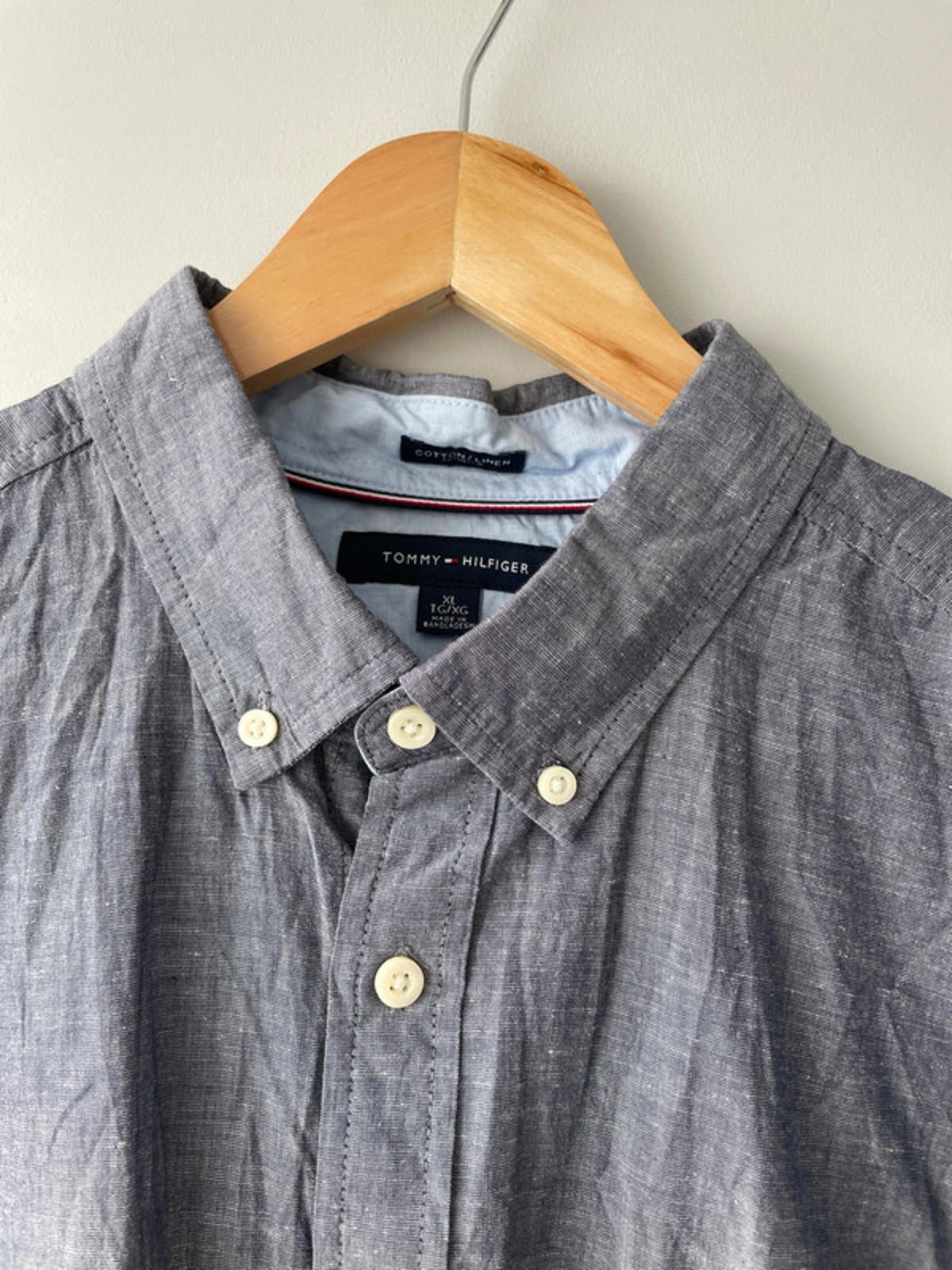 Men’s Tommy Hilfiger Premium Linen Long Sleeve Shirt In Blue - XLarge - 1551
