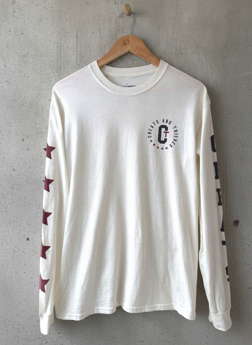 Men’s Cheats & Thieves Long Sleeve Cotton T-Shirt In Off White - Medium - 3627