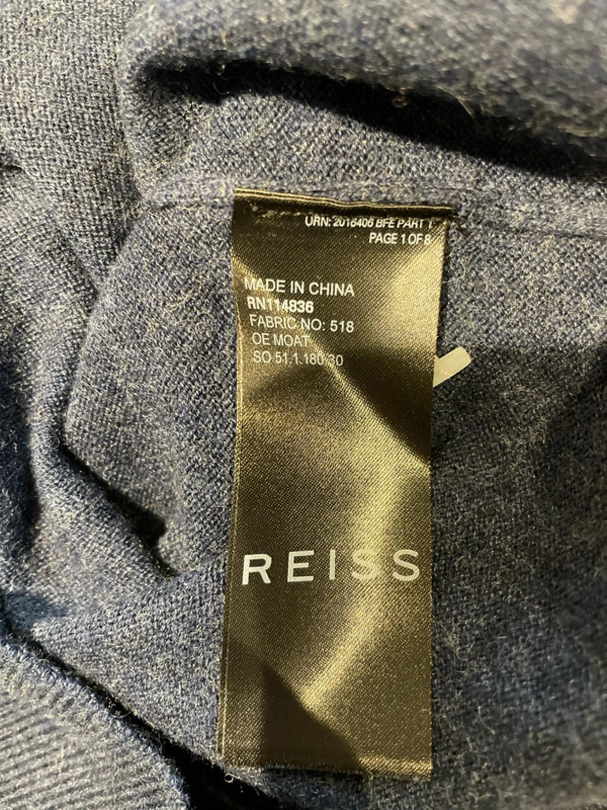 Men’s Reiss Premium Wool Long Sleeve Knitted Polo Top In Navy - Small - 2536